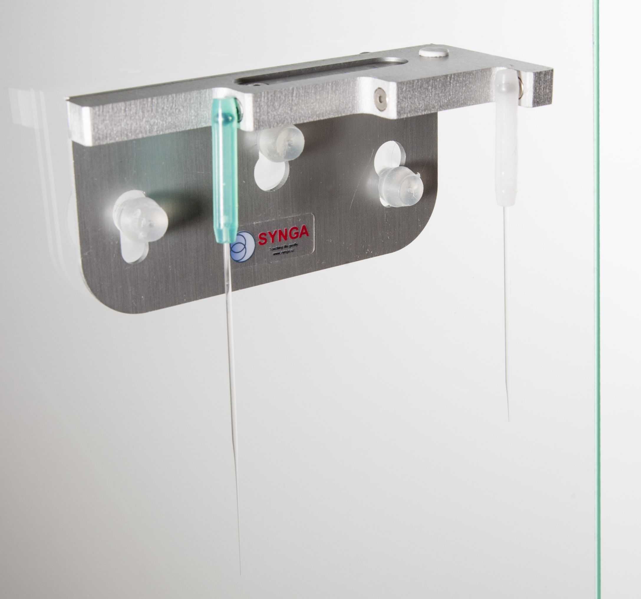 SA M dots Wall Rack for Adhesive hanging up to 3 open pipettes with SAS bulbs or with a SAS Pen Holder. - Left side